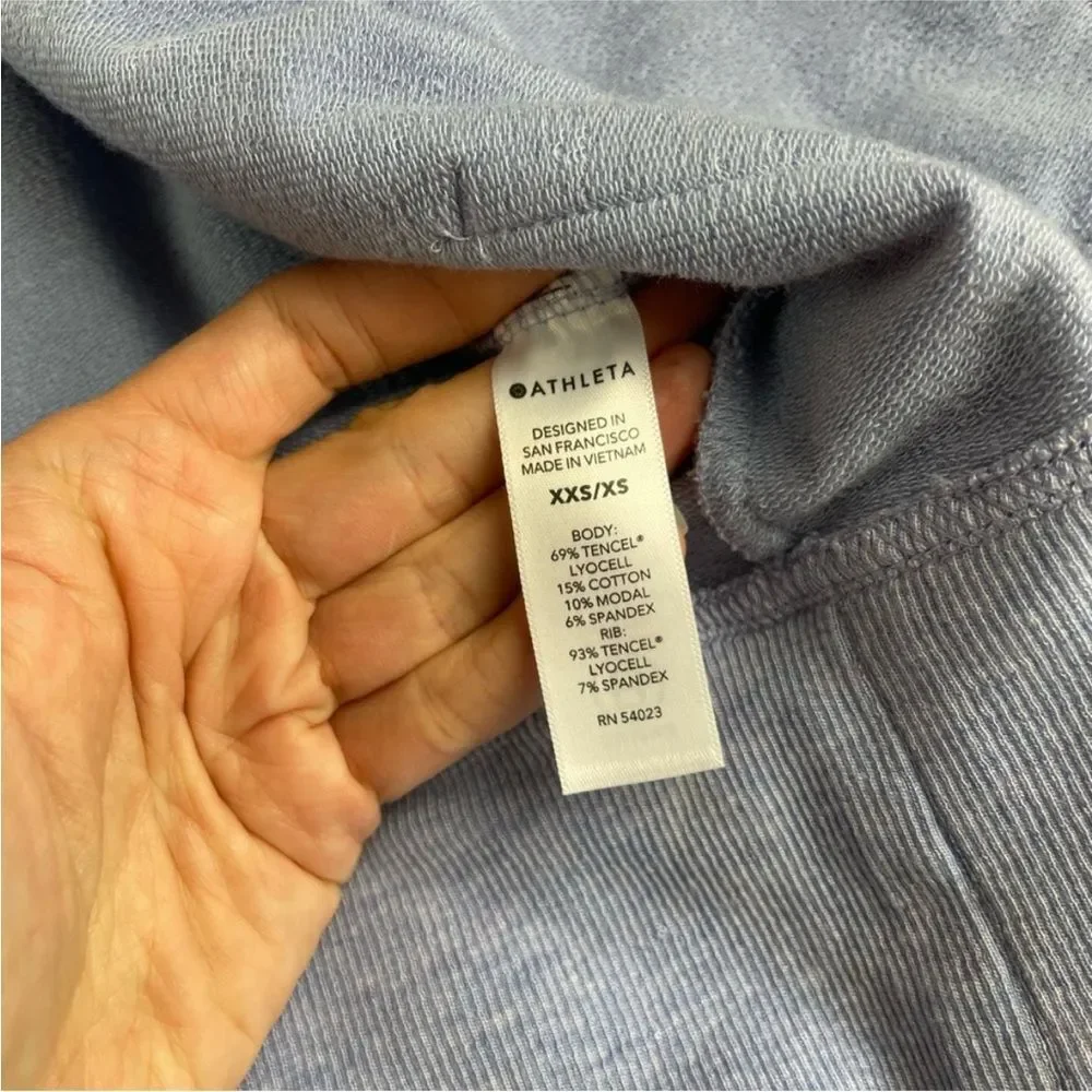 Athleta Lotus Wrap Blue Heather Open Front Cardigan with Pockets Size XXS/XS
